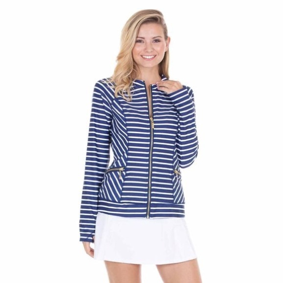 Cabana Life Other - Cabaña life swim‎ Navy and White Striped Zip-Up Jacket